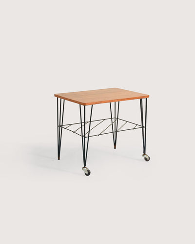 Tavolino scandinavo vintage con struttura in metallo
