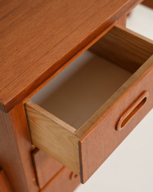 Scrivania scandinava in teak con sei cassetti, anni '60