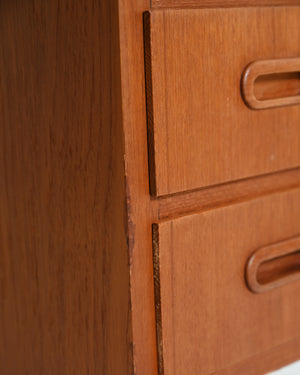 Scrivania scandinava in teak con sei cassetti, anni '60
