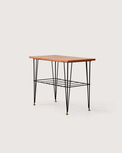 Comodino scandinavo vintage in legno e metallo
