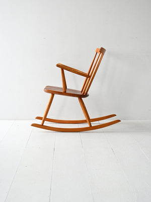 Sedia a dondolo scandinava anni 50/60 in faggio e teak 3