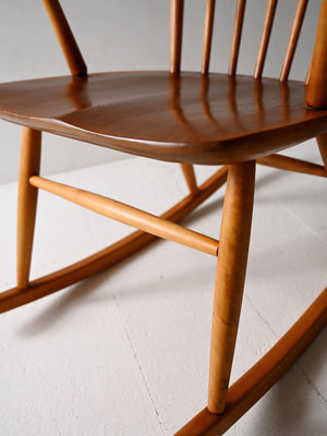 Sedia a dondolo scandinava anni 50/60 in faggio e teak 4