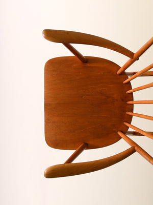 Sedia a dondolo scandinava anni 50/60 in faggio e teak 7