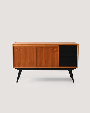 Sideboard scandinavo teak con dettagli neri