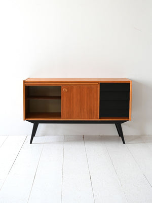 Sideboard scandinavo teak con dettagli neri 2