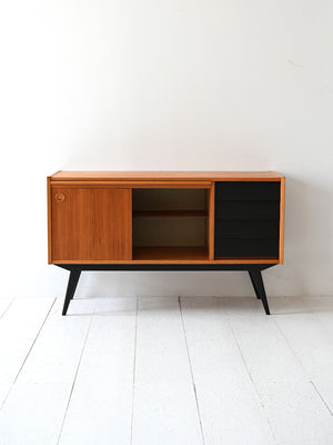 Sideboard scandinavo teak con dettagli neri 3