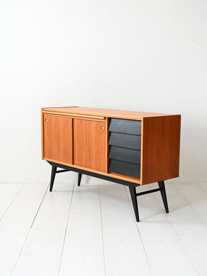 Sideboard scandinavo teak con dettagli neri 5