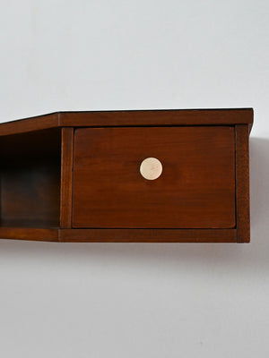 Comodino da parete scandinavo in mogano con pomelli in bachelite 4