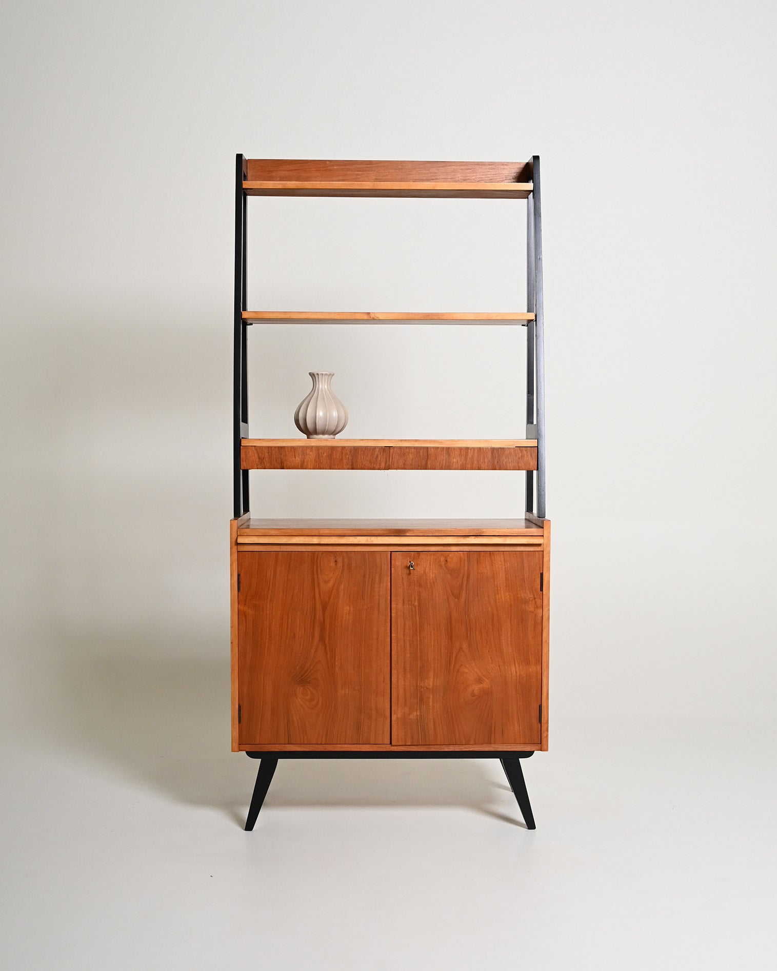 Libreria scandinava in teak con scrivania estraibile, anni '60