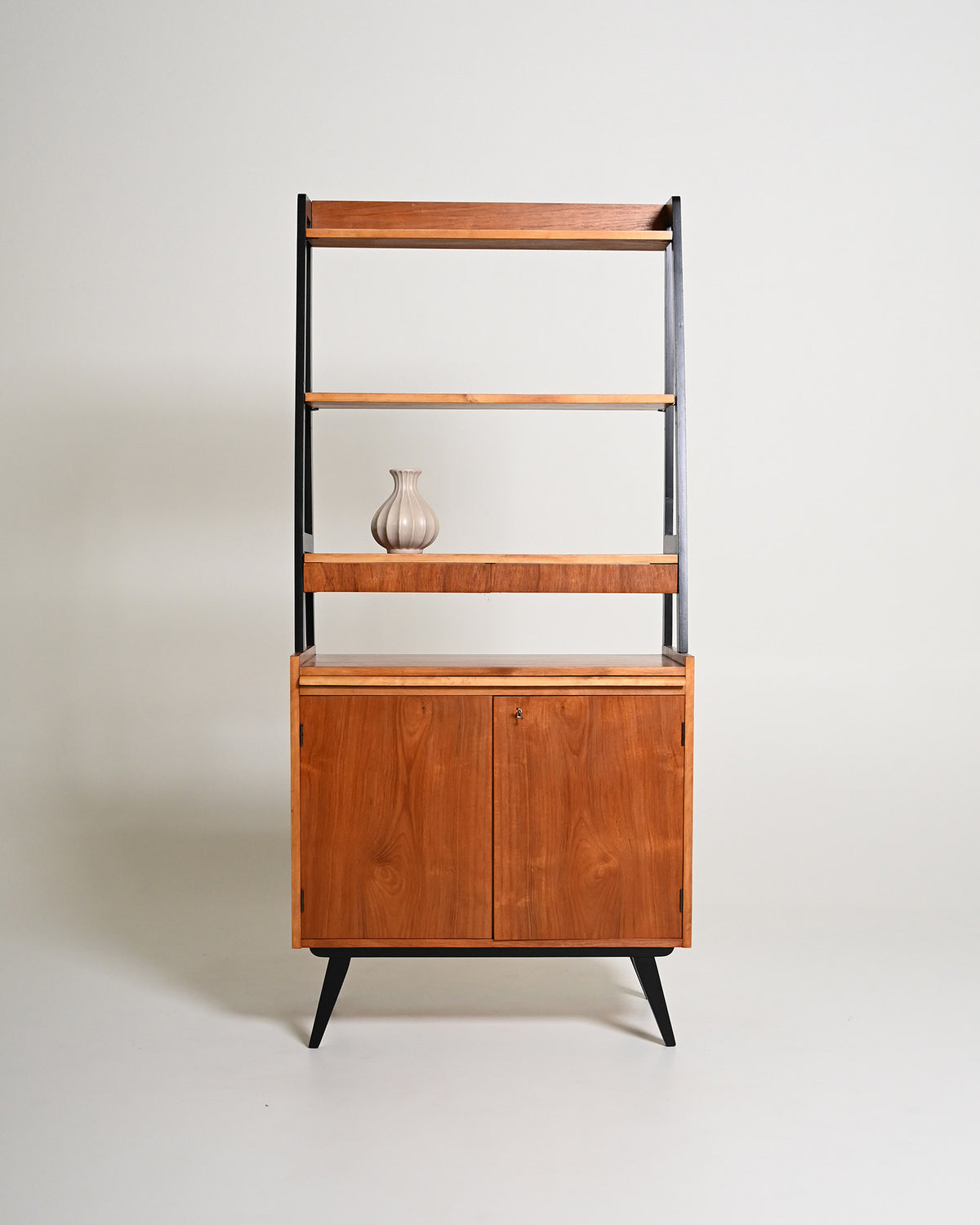 Libreria scandinava in teak con scrivania estraibile, anni '60