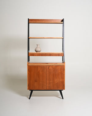 Libreria scandinava in teak con scrivania estraibile, anni '60