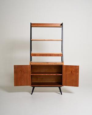 Libreria scandinava in teak con scrivania estraibile, anni '60