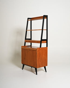 Libreria scandinava in teak con scrivania estraibile, anni '60