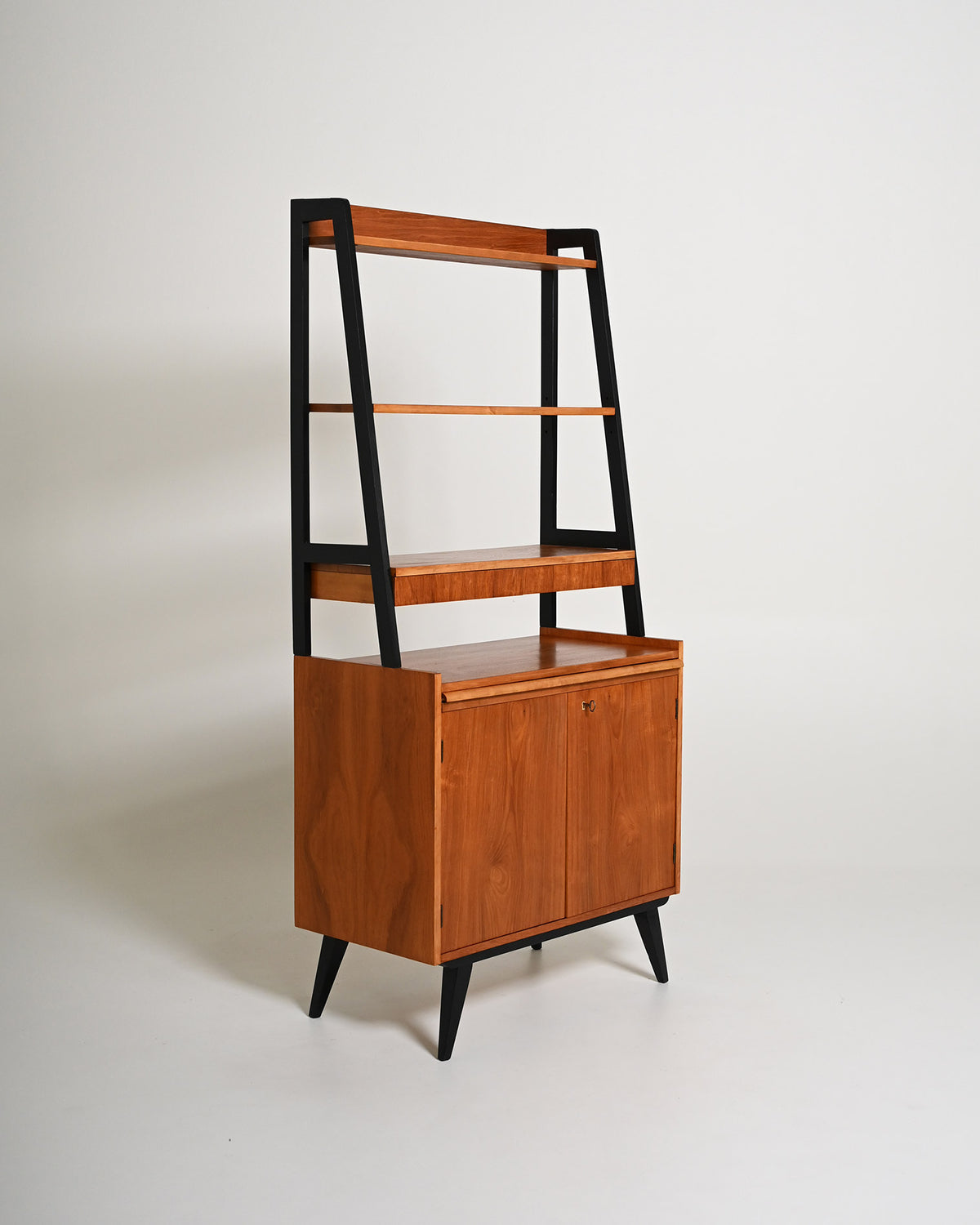 Libreria scandinava in teak con scrivania estraibile, anni '60