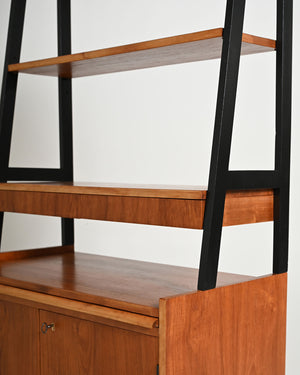 Libreria scandinava in teak con scrivania estraibile, anni '60
