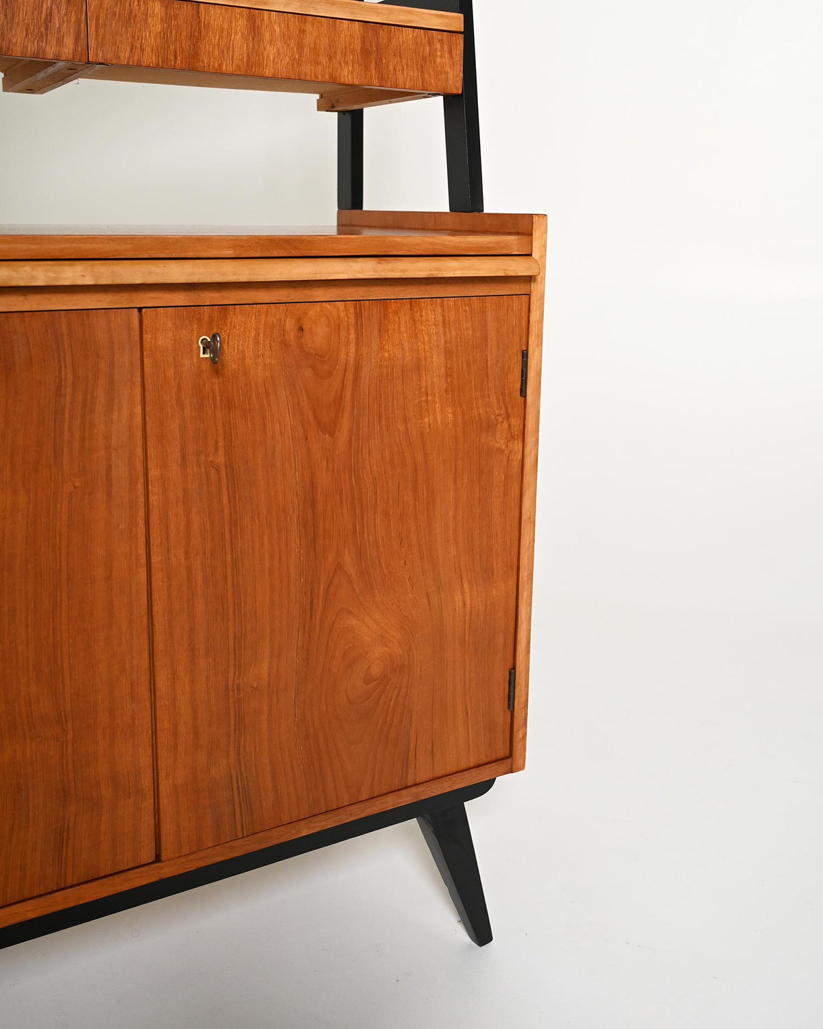 Libreria scandinava in teak con scrivania estraibile, anni '60