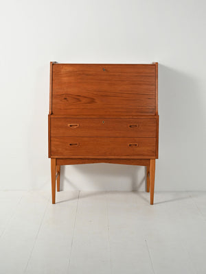 Secretaire scandinavo con specchio nascosto, anni ’60 1