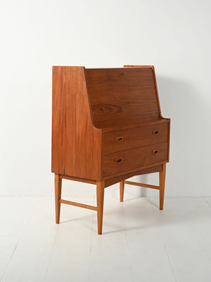 Secretaire scandinavo con specchio nascosto, anni ’60 3