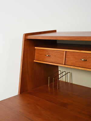 Secretaire scandinavo con specchio nascosto, anni ’60 7