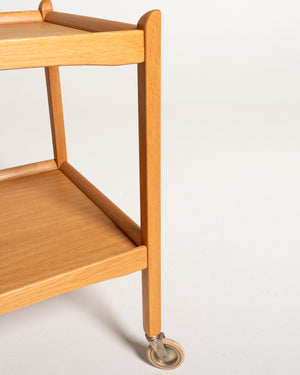 Carrello rettangolare scandinavo in rovere anni '60