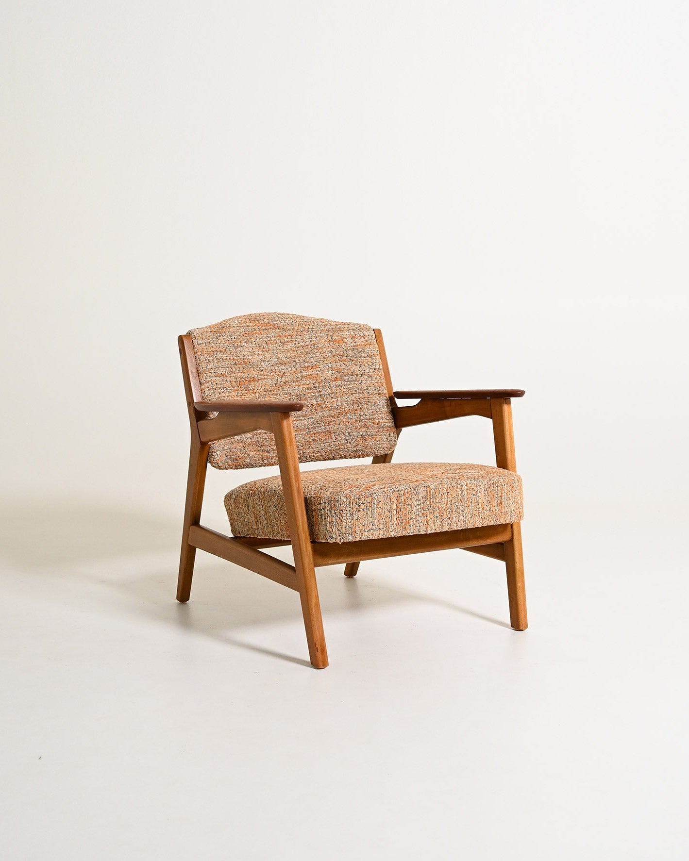 Poltrona scandinava in faggio e teak, anni '60