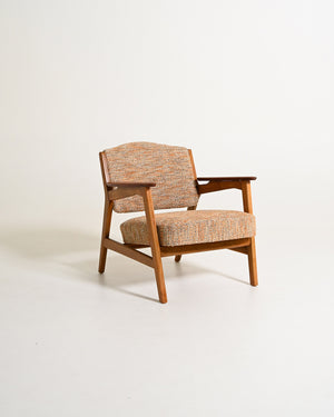 Poltrona scandinava in faggio e teak, anni '60