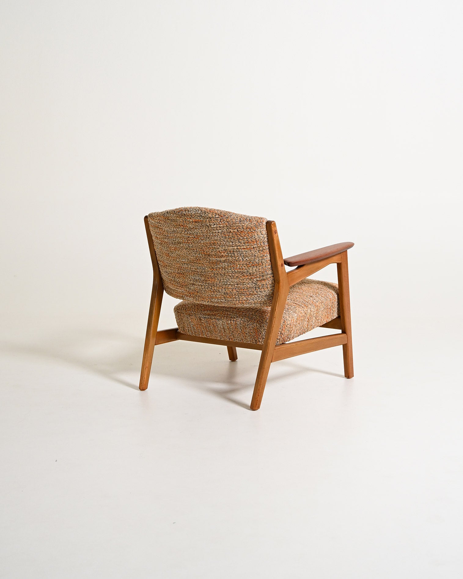 Poltrona scandinava in faggio e teak, anni '60
