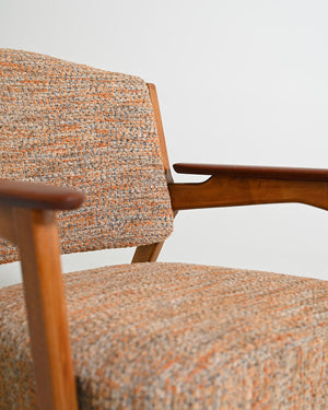 Poltrona scandinava in faggio e teak, anni '60