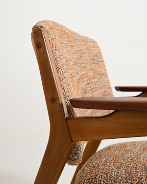 Poltrona scandinava in faggio e teak, anni '60
