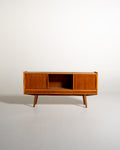 Sideboard scandinavo in teak con anta in vetro, anni '50-'60