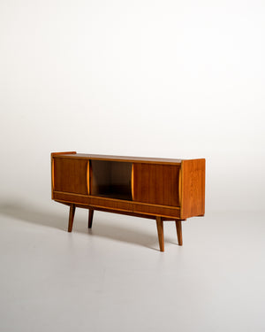 Sideboard scandinavo in teak con anta in vetro, anni '50-'60