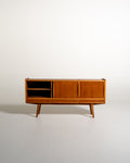 Sideboard scandinavo in teak con anta in vetro, anni '50-'60