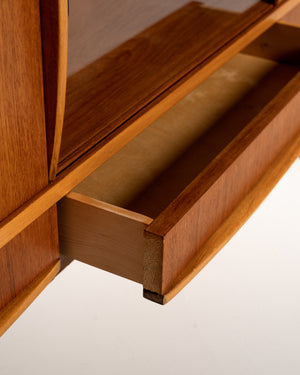 Sideboard scandinavo in teak con anta in vetro, anni '50-'60