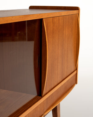 Sideboard scandinavo in teak con anta in vetro, anni '50-'60