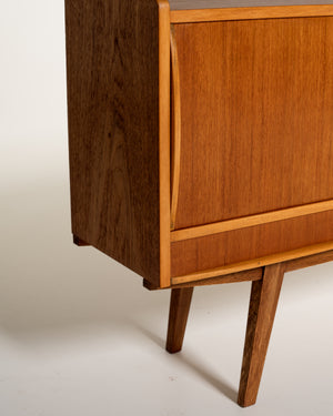 Sideboard scandinavo in teak con anta in vetro, anni '50-'60