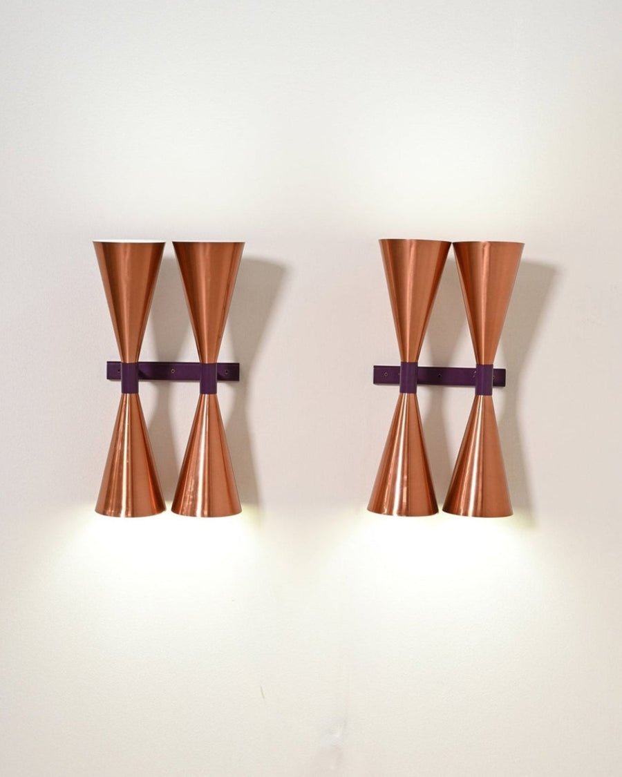 Coppia di appliques in rame modello “S-2021” di Hans-Agne Jakobsson, anni '60