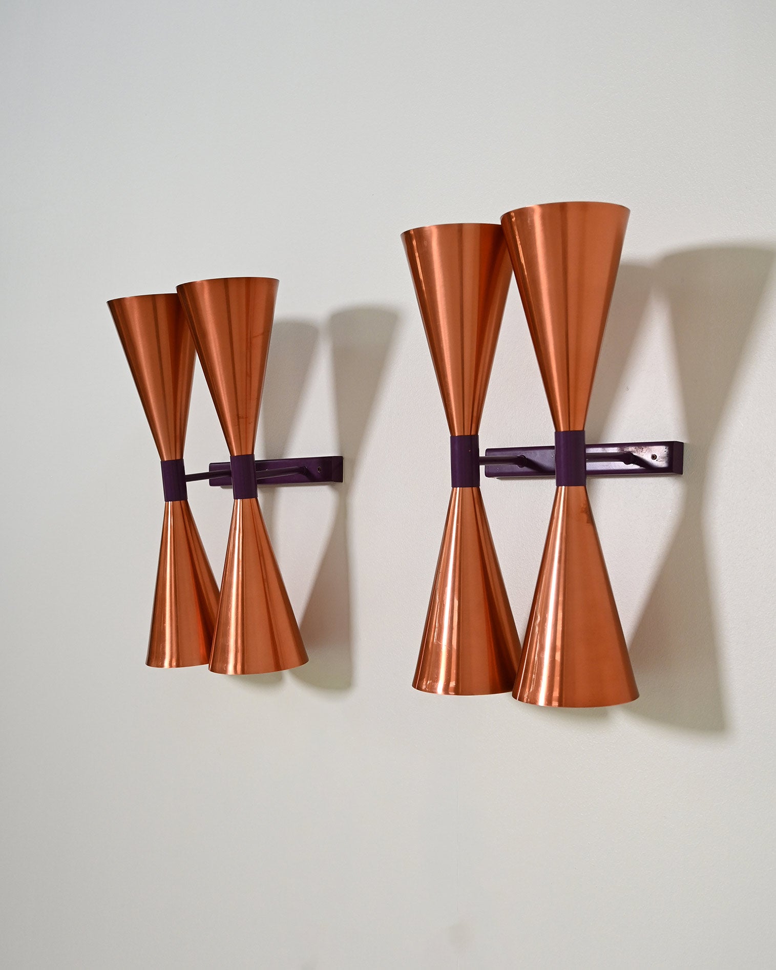 Coppia di appliques in rame modello “S-2021” di Hans-Agne Jakobsson, anni '60