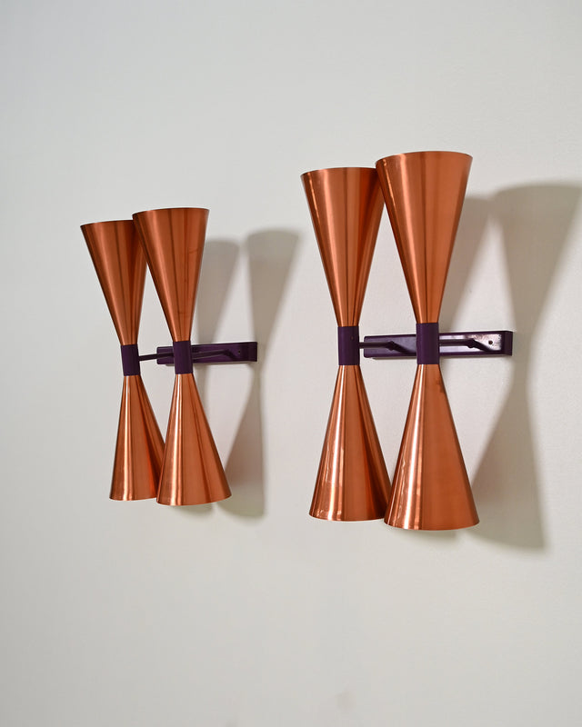Coppia di appliques in rame modello “S-2021” di Hans-Agne Jakobsson, anni '60