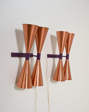 Coppia di appliques in rame modello “S-2021” di Hans-Agne Jakobsson, anni '60