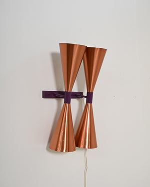 Coppia di appliques in rame modello “S-2021” di Hans-Agne Jakobsson, anni '60