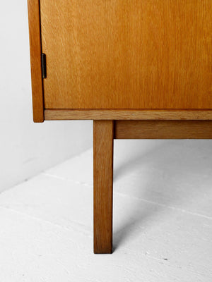 Sideboard scandinavo vintage in rovere con cassetti a latta 5