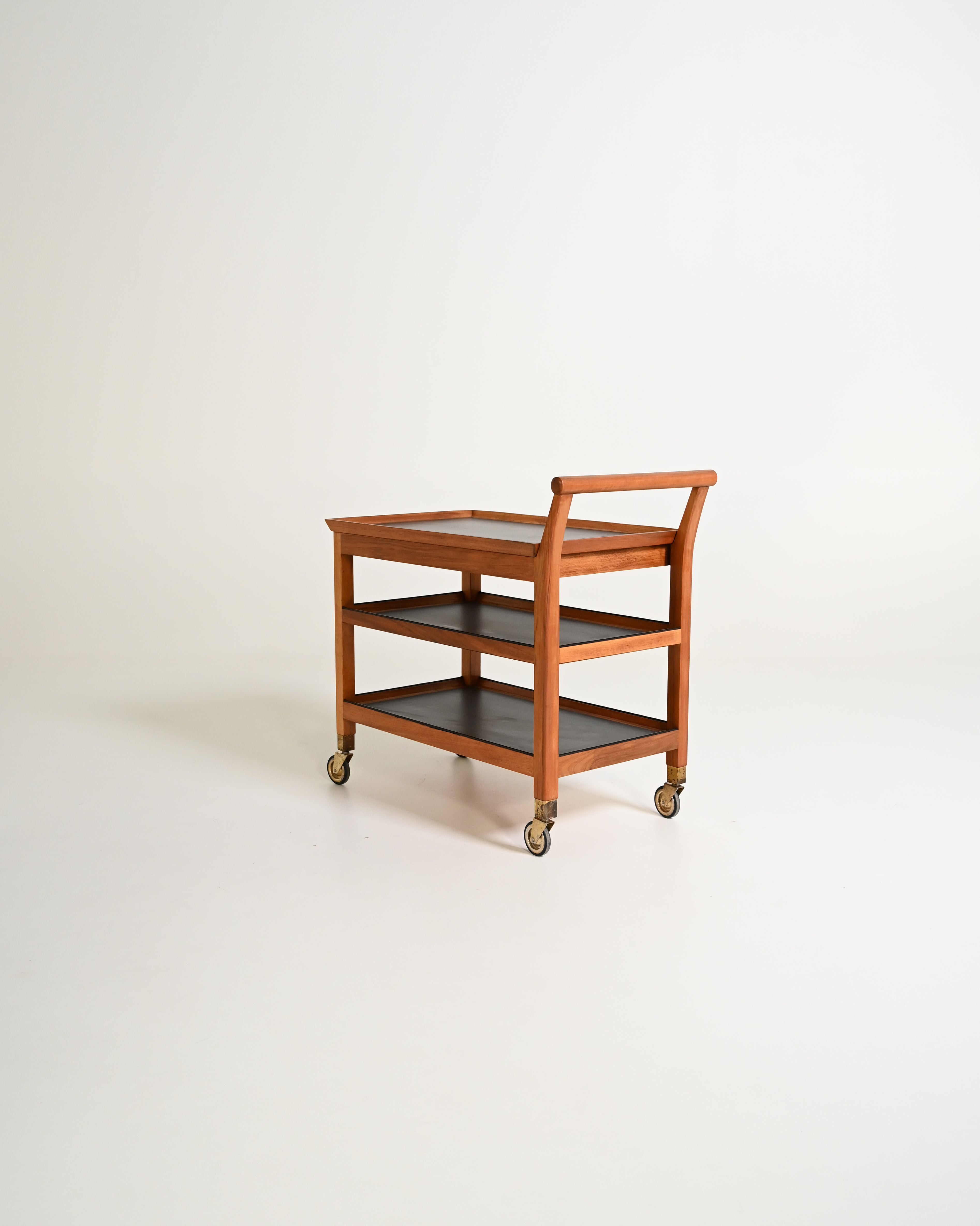Carrello scandinavo in mogano, anni '50