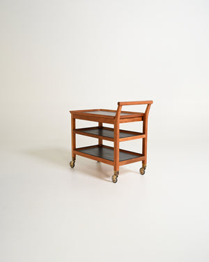 Carrello scandinavo in mogano, anni '50