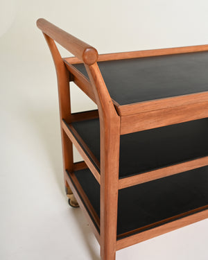 Carrello scandinavo in mogano, anni '50