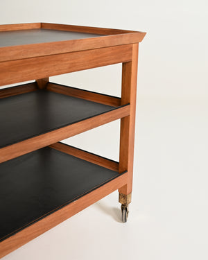 Carrello scandinavo in mogano, anni '50