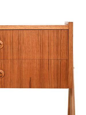 Comodino scandinavo in teak con due cassetti, anni Sessanta 5