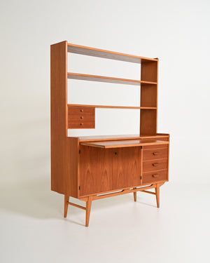 Libreria scandinava con con cabinet, anni '60