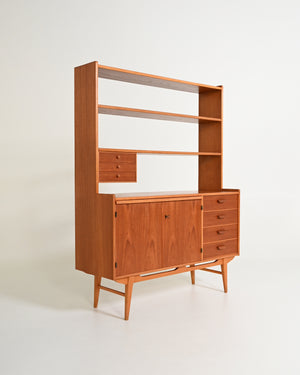 Libreria scandinava con con cabinet, anni '60