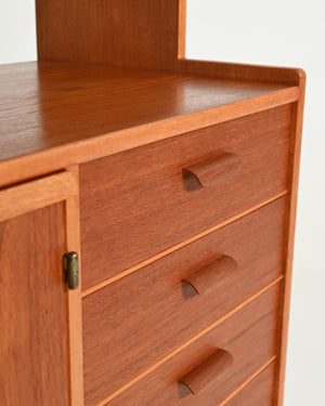 Libreria scandinava con con cabinet, anni '60