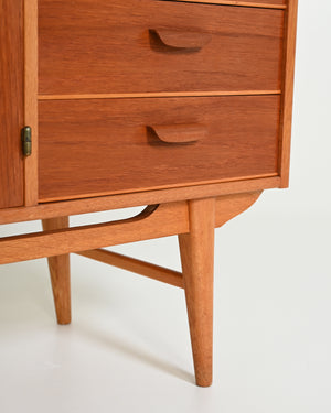 Libreria scandinava con con cabinet, anni '60